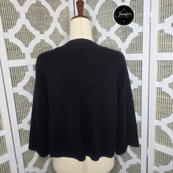 Rafaella Black Scoop Neck 3/4 Sleeve Cardigan Size Large - Picture 8 of 11